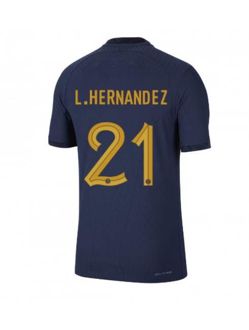 Moški Nogometna dresi replika Francija Lucas Hernandez #21 Domači SP 2022 Kratek rokav